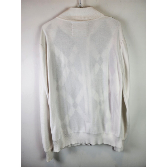 BKE Sweater Mens Size XL White Gray Argyle Athletic Fit Long Sleeve Full Zip - Picture 7 of 12